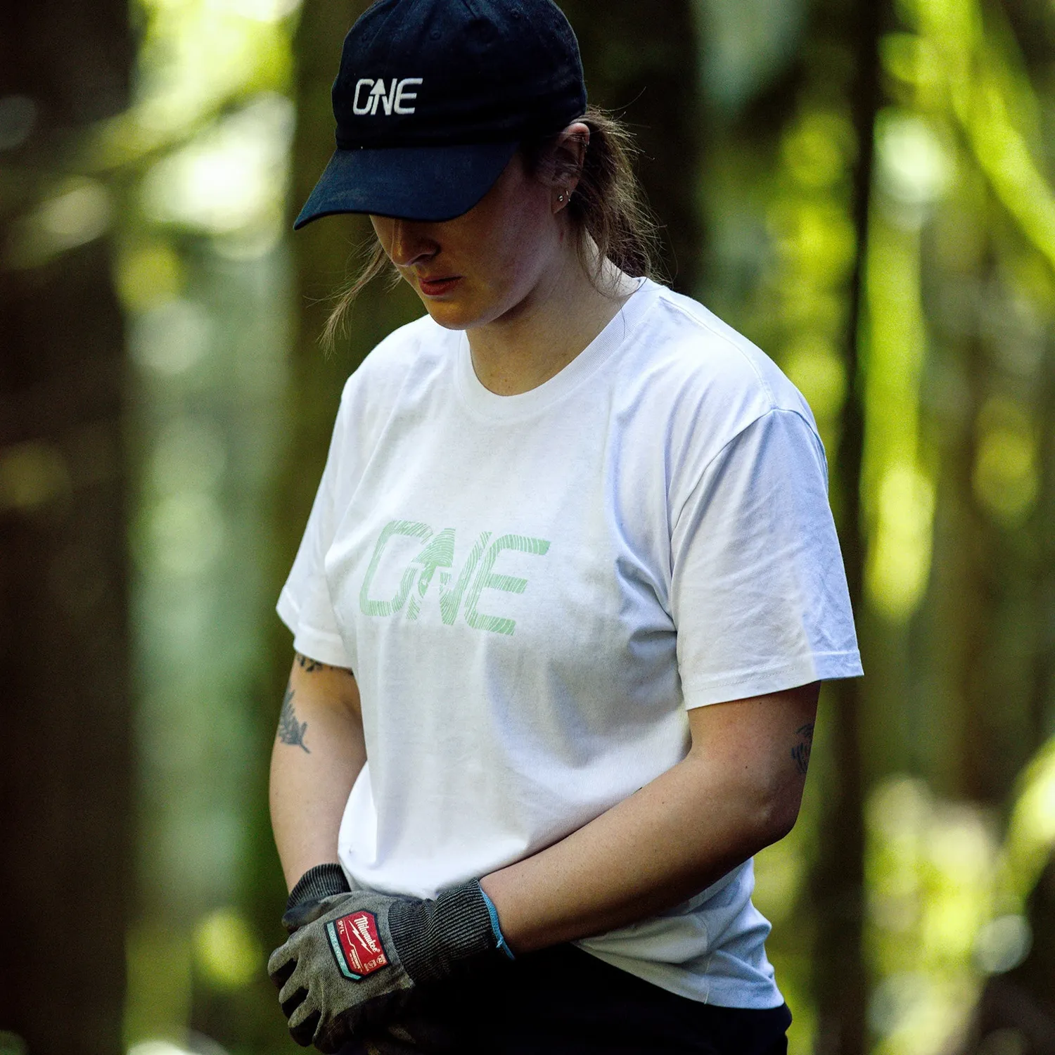 OneUp Woodgrain Logo T-shirt sage kort ærme