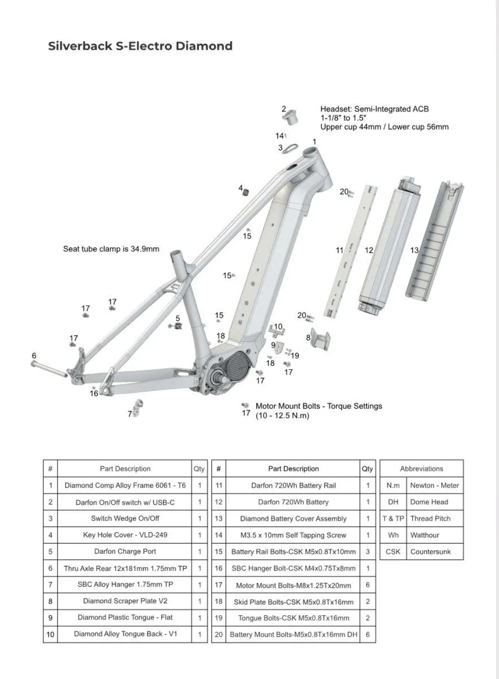 Silverback S-electro Diamond batteridæksel charcoal