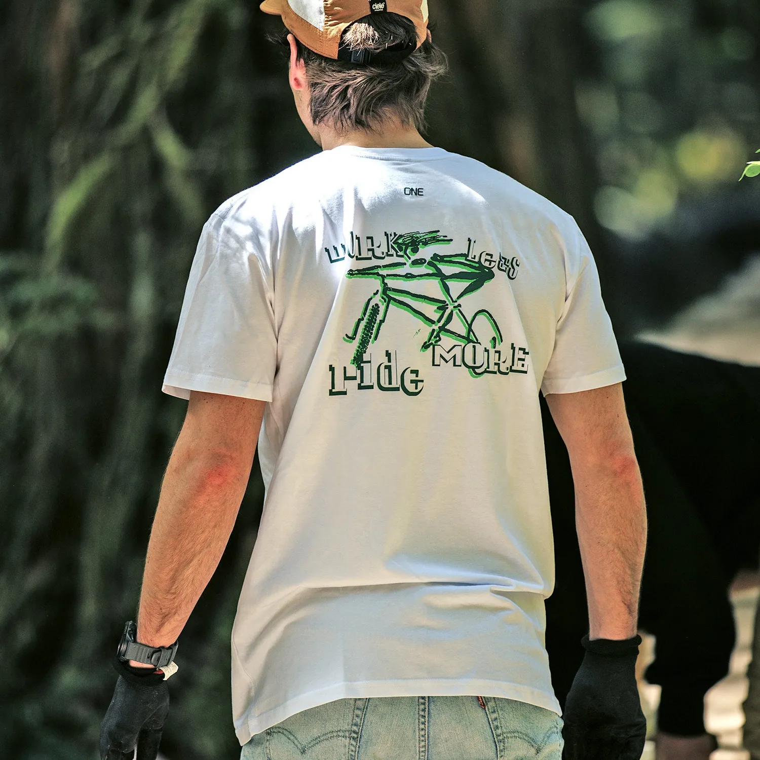 OneUp Work Less T-shirt hvid bomuld