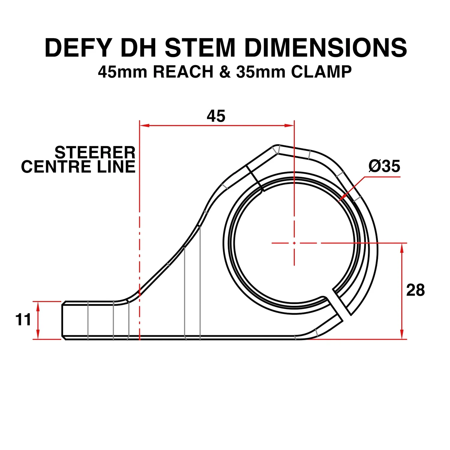 DMR Defy DH frempind 45mm sort 35mm direct mount