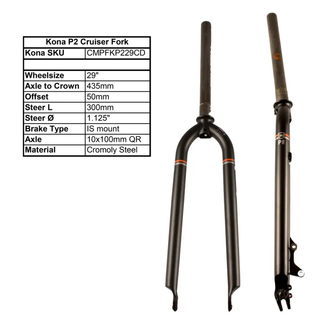 Kona P2 Cruiser forgaffel 29" cromoly matsort