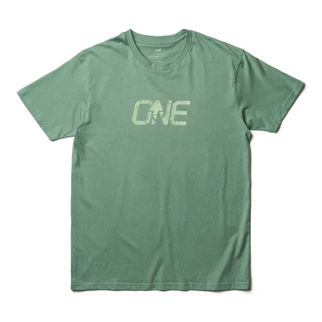 OneUp Woodgrain Logo T-shirt sage kort ærme