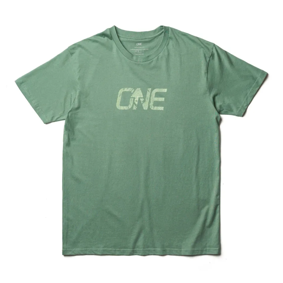 OneUp Woodgrain Logo T-shirt sage kort ærme