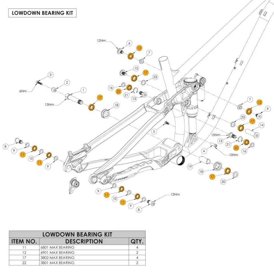 Chromag Lowdown Bearing Kit lejesæt komplet