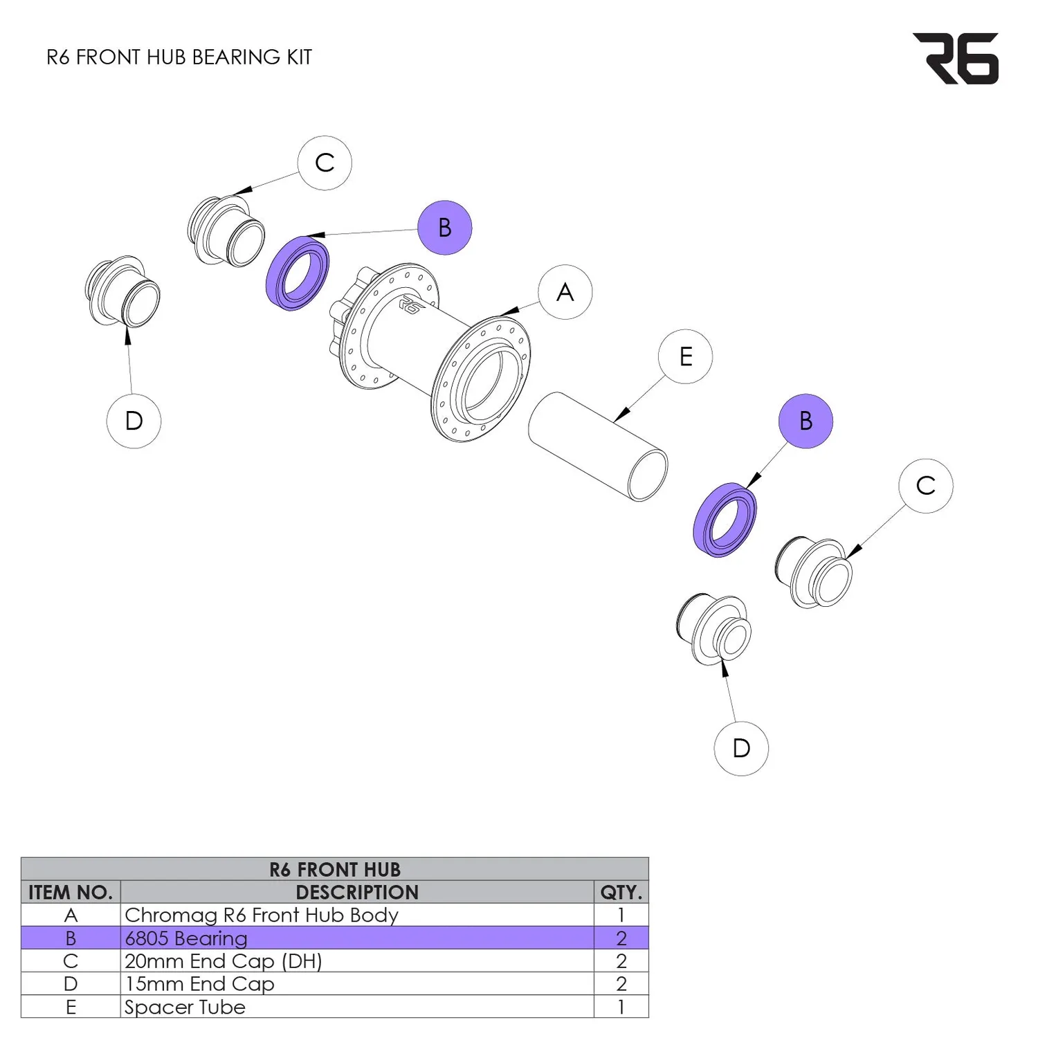 Chromag R6 fornav endekappe 15mm Non-Torque