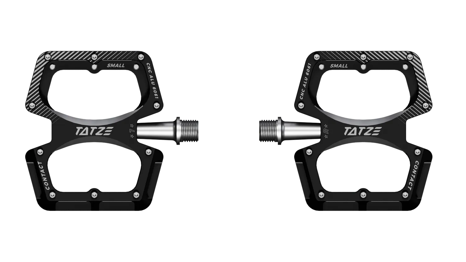 TATZE CONTACT CNC Small flatpedaler sort – lille 298 g