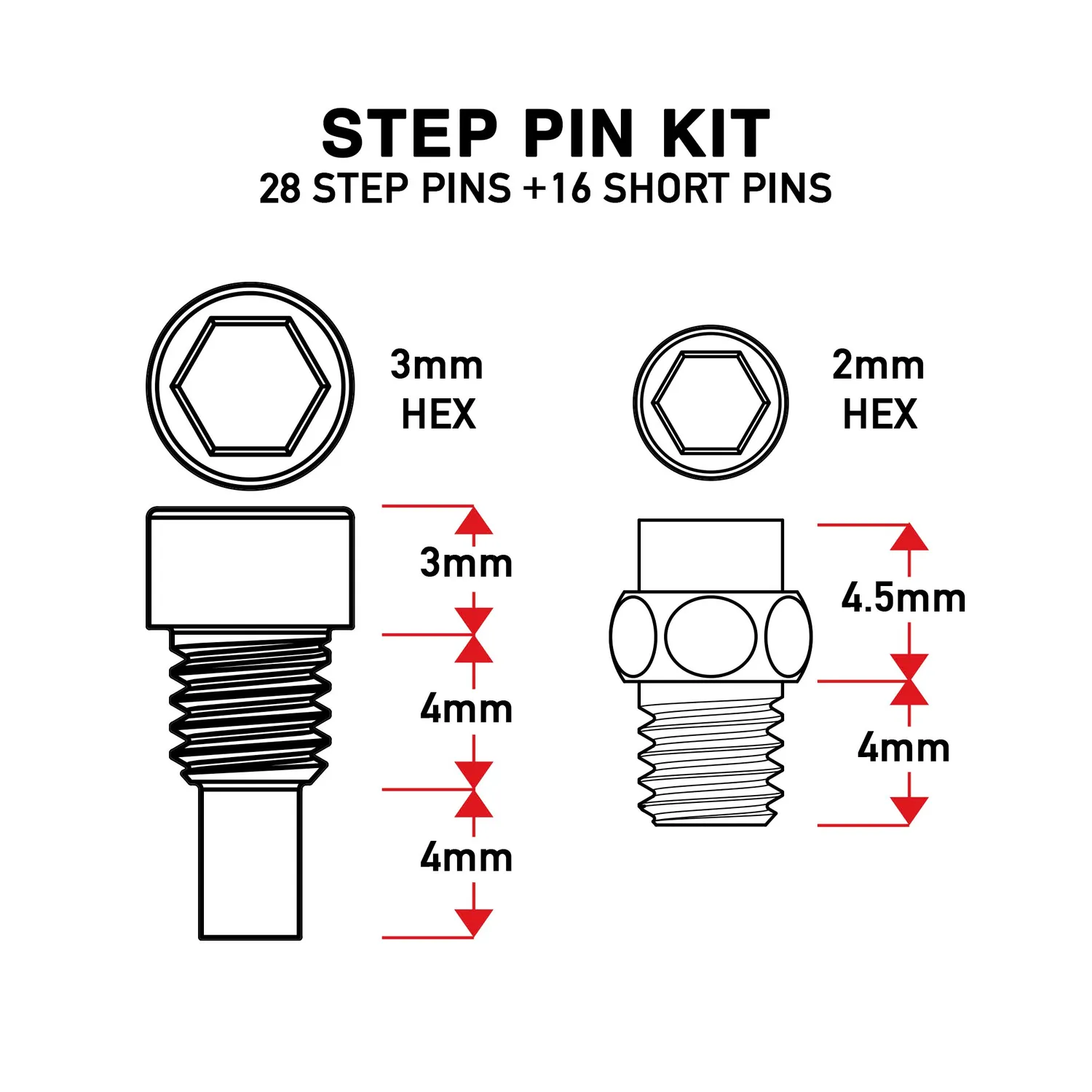 DMR Vault Step-Pin pedalpins M4 sort